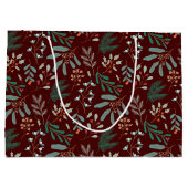 赤色冬植物模様 ラージペーパーバッグ (裏面)