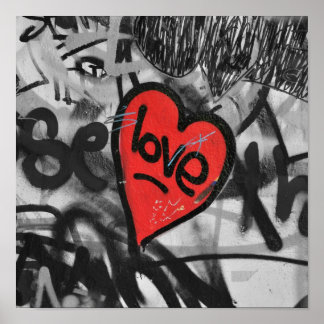 赤色彩の鮮やかハート ポスター