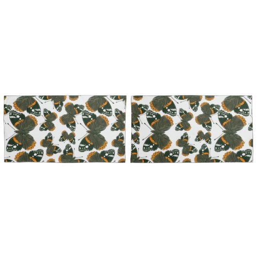 赤色提督の蝶のパターン 枕カバー (正面-セット)