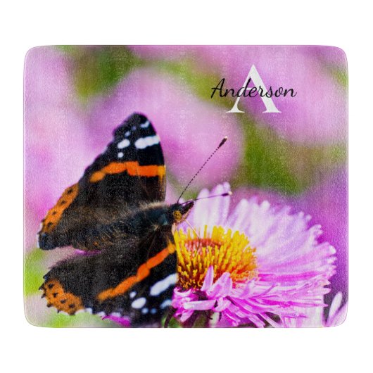 赤色提督バタフライガラスのチョッピングボード カッティングボード (正面)