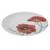 赤色牡丹ガラス製切削板 カッティングボード (角)