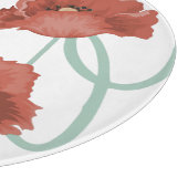 赤色牡丹ガラス製切削板 カッティングボード (角)