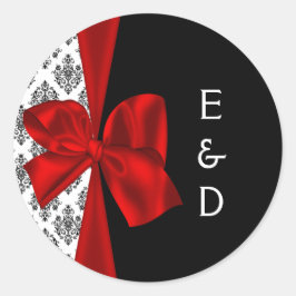 赤色結婚モノグラム標識 ラウンドシール