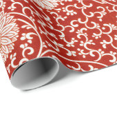 赤色花柄ラッピング紙 ラッピングペーパー (ロールコーナー)