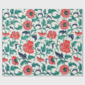 赤色花柄ラッピング紙 ラッピングペーパー (フラット)