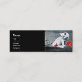 赤色蝶モノグラム真珠紙付き白猫 スキニー名刺 (正面)