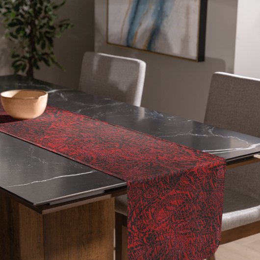 赤色装飾花布デザインテーブルクロス ショートテーブルランナー