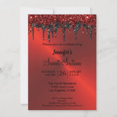 赤色金属グリッターSweet sixteen 招待状 (正面)