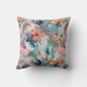 赤色青抽象芸術絵画の花柄 クッション (裏面)