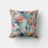 赤色青抽象芸術絵画の花柄 クッション (正面)
