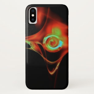 赤色青色フラクタルバラ iPhone X ケース