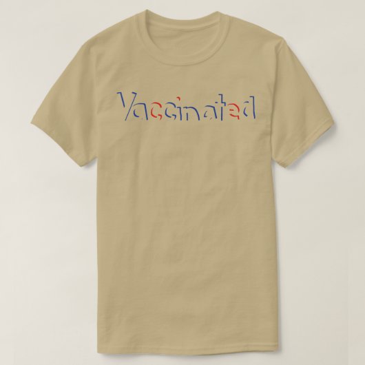 赤色青色影の予防接種タイポグラフィ Tシャツ (デザイン正面)