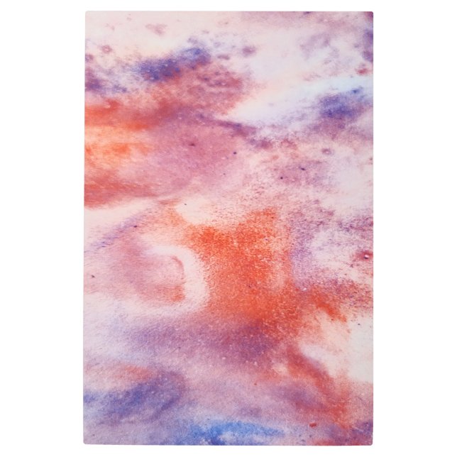 赤色青色水彩抽象芸術質感メタルアート メタルプリント (正面)