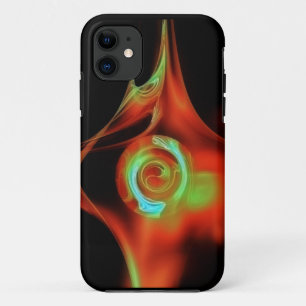 赤色青色緑色フラクタルバラ iPhone 11 ケース