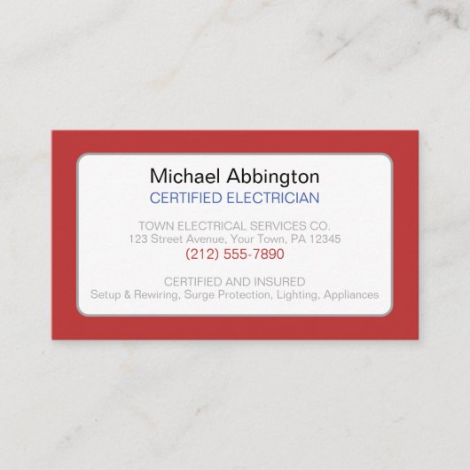 赤色青色電気技師 名刺 (正面)