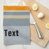 赤色黄数々の色銀色ストライプの柄 キッチンタオル (四つ折り)