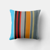 赤色黄数々の色銀色ストライプの柄 クッション (裏面)