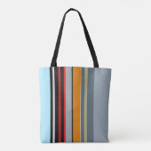 赤色黄数々の色銀色ストライプの柄 トートバッグ (裏面)