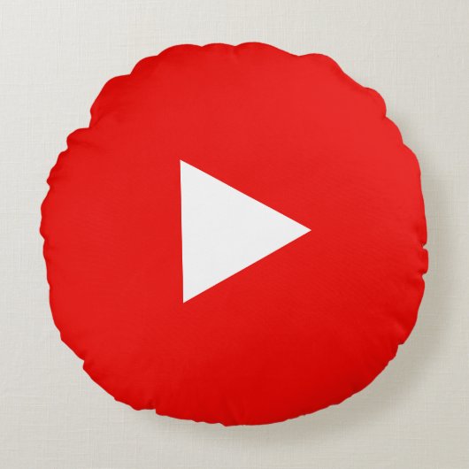 赤色YouTube再生ボタン ラウンドクッション (正面)
