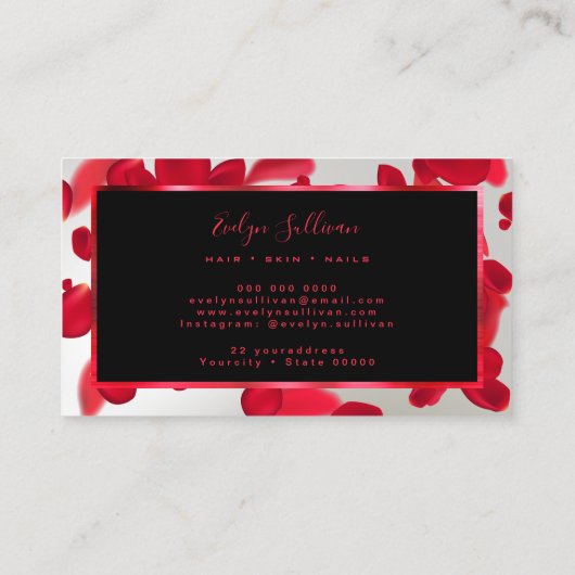 赤花びらフェイク銀箔名刺 名刺 (裏面)