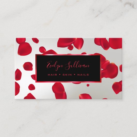 赤花びらフェイク銀箔名刺 名刺 (正面)
