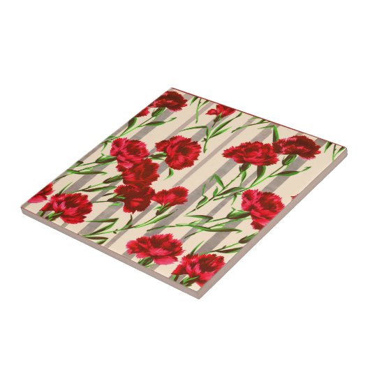 赤花プリント タイル (側面)