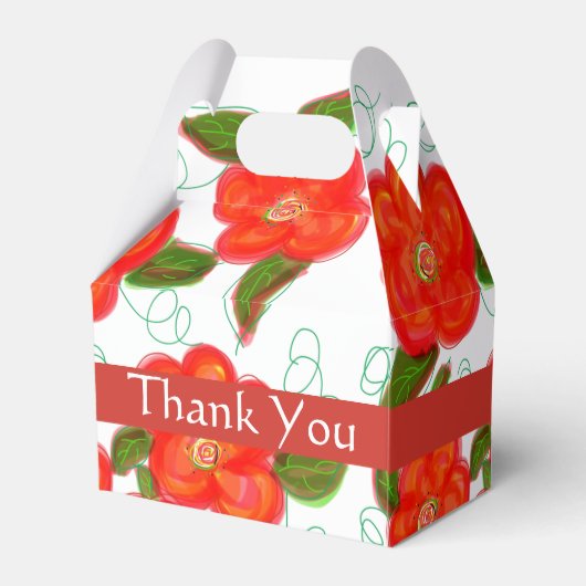 赤花結婚式の引き出物箱 フェイバーボックス (裏面サイド)