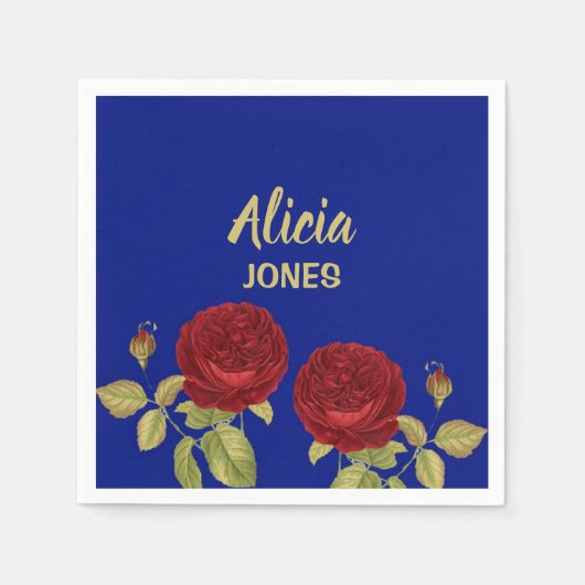 赤花葉青 スタンダードカクテルナプキン (正面)