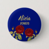 赤花葉青 缶バッジ (正面)