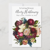 赤花葬儀悔やみや弔慰写真祈りの言葉カード 招待状 (正面)