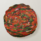 赤花鮮やか抽象芸術 ラウンドクッション (裏面)