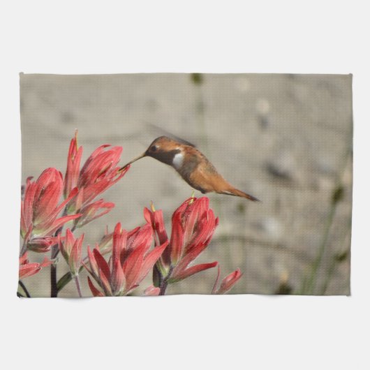 赤花鳥 キッチンタオル (横)