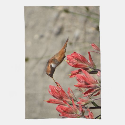 赤花鳥 キッチンタオル (縦)