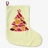 赤芸術品を気取ったモダンとピンクのクリスマスツリー ラージクリスマスストッキング (正面)