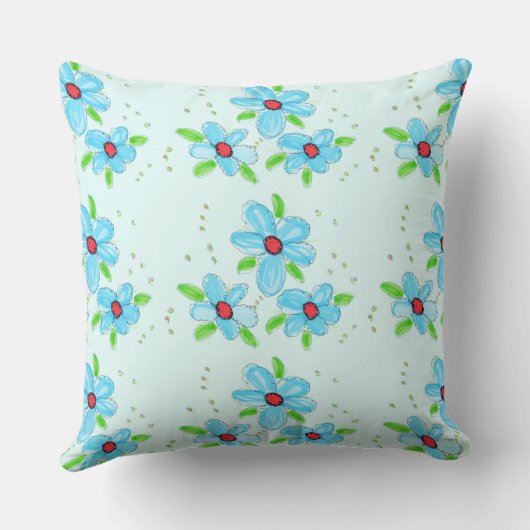 赤芸術的と赤の青の枕 クッション (裏面)