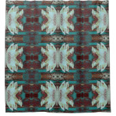 赤芸術的と青の睡蓮 シャワーカーテン (正面)