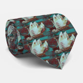 赤芸術的と青の睡蓮 ネクタイ (ロール)