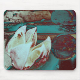 赤芸術的と青の睡蓮 マウスパッド