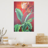 赤芸術的と黄色のチューリップ ポスター (キッチン)