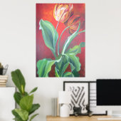 赤芸術的と黄色のチューリップ ポスター (ホームオフィス)