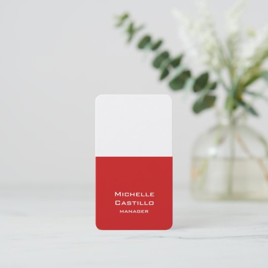 赤芸術的白の垂直ユニークデザイン 名刺 (スタンド正面)