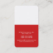赤芸術的白の垂直ユニークデザイン 名刺 (裏面)