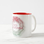 赤芸術的緑のクリスマスリースコーヒーマグ ツートーンマグカップ (正面右)