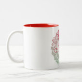 赤芸術的緑のクリスマスリースコーヒーマグ ツートーンマグカップ (左)