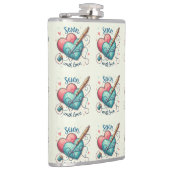 赤芸術的縫いハートバレンタインデー刺繍 フラスク (右)