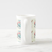 赤芸術的縫いハートバレンタインデー刺繍 ボーンチャイナマグカップ (裏面)