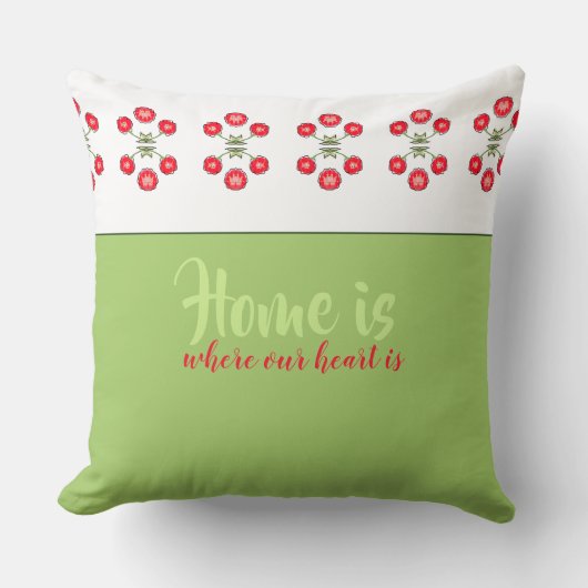 赤芸術的花柄装飾用クッション クッション (正面)