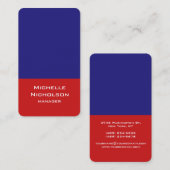 赤芸術的青の縦型ユニークデザイン 名刺 (正面/裏面)