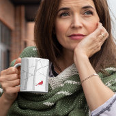 赤芸術的鳥の冬の木の国の森 コーヒーマグカップ