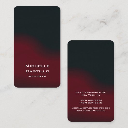 赤芸術的黒の垂直ユニークデザイン 名刺 (正面/裏面)